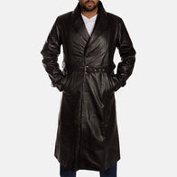 Hooligan Black Leather Trench Coat by Dash Racegear - men Jacket view 2