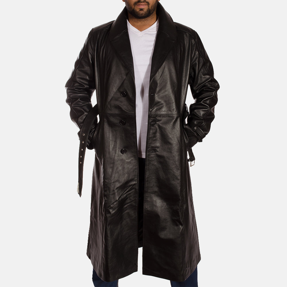 Hooligan Black Leather Trench Coat by Dash Racegear - men Jacket view 3