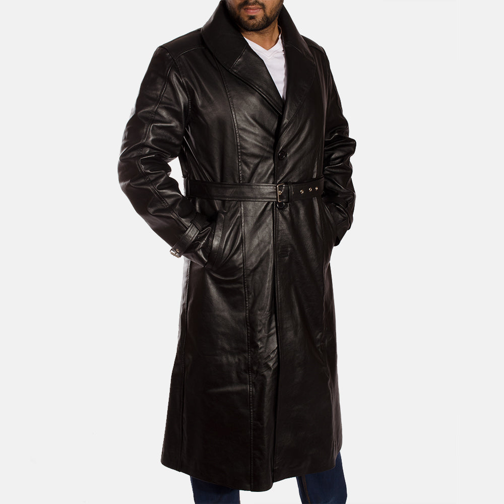 Hooligan Black Leather Trench Coat by Dash Racegear - men Jacket view 6