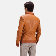 Hubert Tan Brown Leather Jacket by Dash Racegear - men Jacket view 2