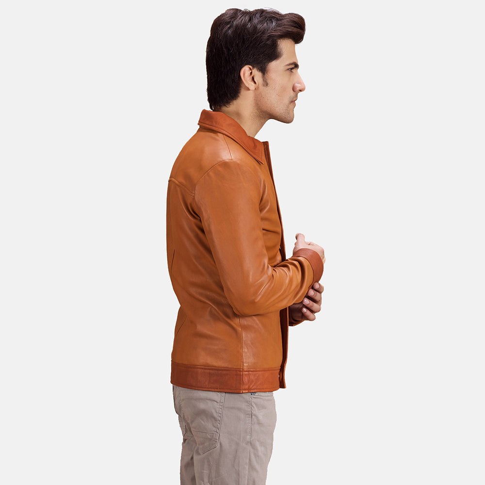 Hubert Tan Brown Leather Jacket by Dash Racegear - men Jacket view 3