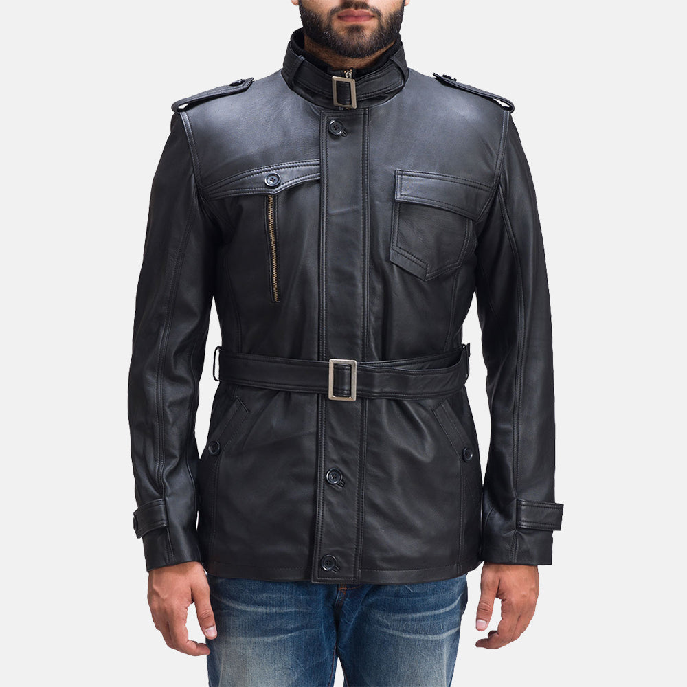 Hunter Black Leather Jacket by Dash Racegear - men Jacket view 1