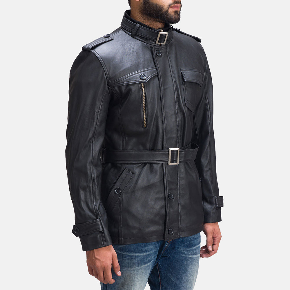 Hunter Black Leather Jacket by Dash Racegear - men Jacket view 2