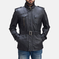 Hunter Black Leather Jacket by Dash Racegear - men Jacket view 5
