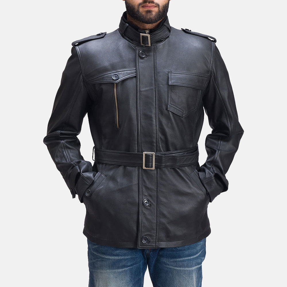 Hunter Black Leather Jacket by Dash Racegear - men Jacket view 5