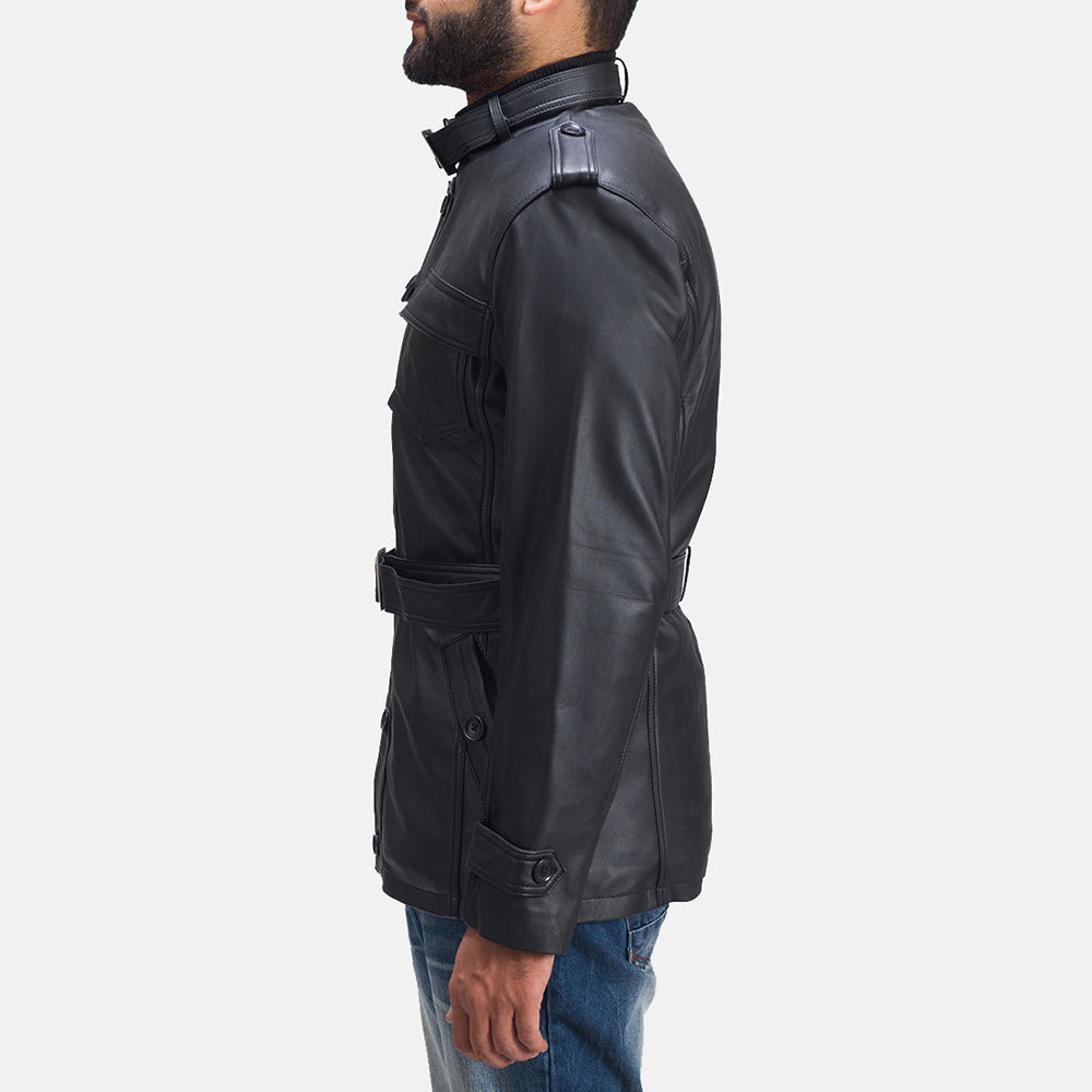 Hunter Black Leather Jacket by Dash Racegear - men Jacket view 6