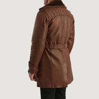 Hunter Distressed Brown Fur Leather Coat by Dash Racegear - men Jacket view 5