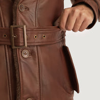 Hunter Distressed Brown Fur Leather Coat by Dash Racegear - men Jacket view 6