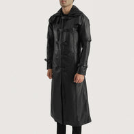Huntsman Black Hooded Leather Trench Coat by Dash Racegear - men Jacket view 2