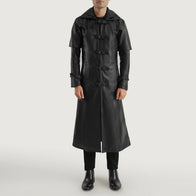 Huntsman Black Hooded Leather Trench Coat by Dash Racegear - men Jacket view 3