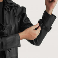 Huntsman Black Hooded Leather Trench Coat by Dash Racegear - men Jacket view 4