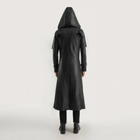 Huntsman Black Hooded Leather Trench Coat by Dash Racegear - men Jacket view 5