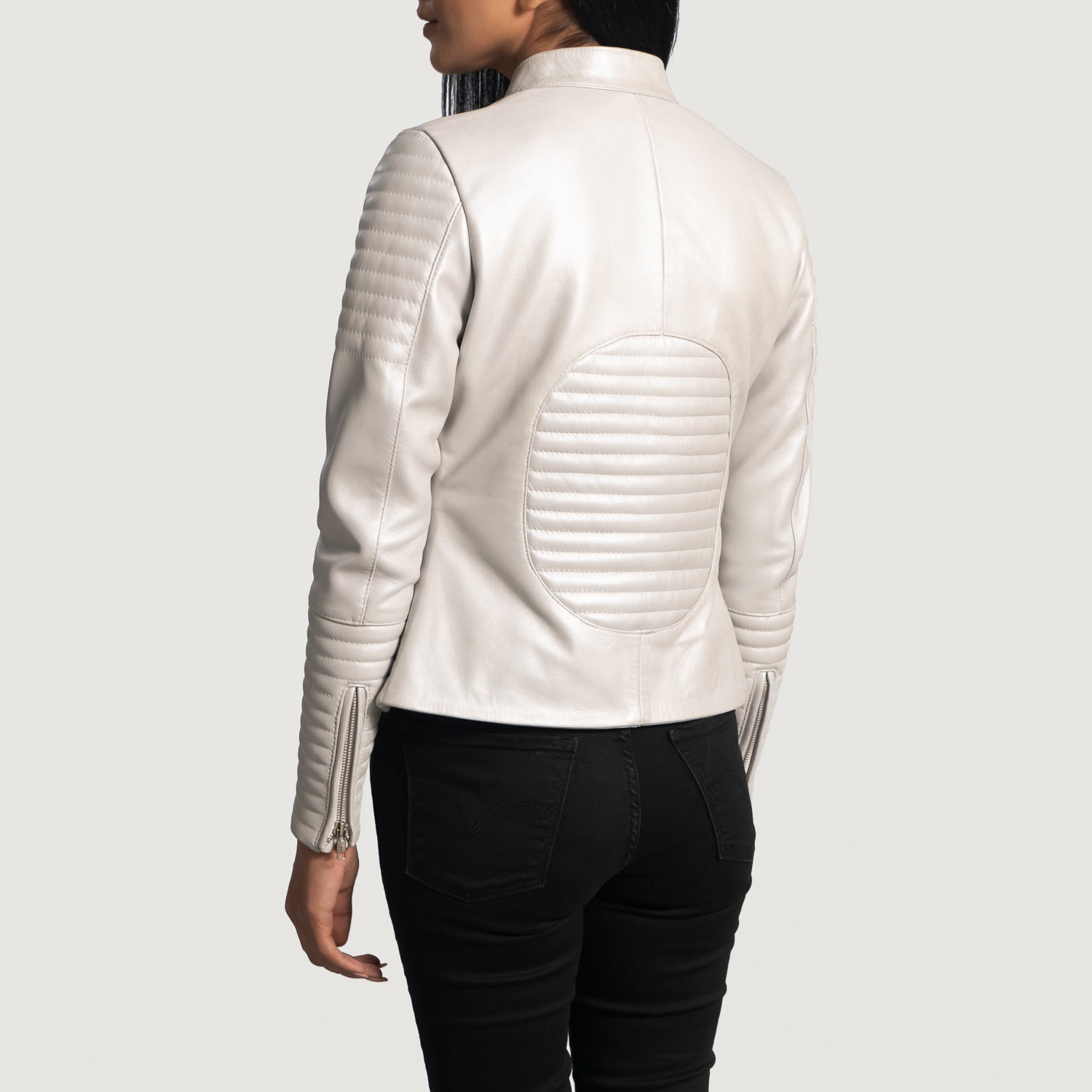 Ice Maiden Silver Quilted Leather Biker Jacket by Dash Racegear - women Jacket view 5