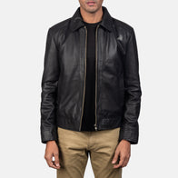 Inferno Black Leather Jacket by Dash Racegear - men Jacket view 1