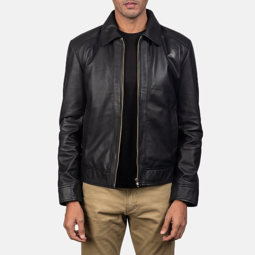 Inferno Black Leather Jacket by Dash Racegear - men Jacket view 1