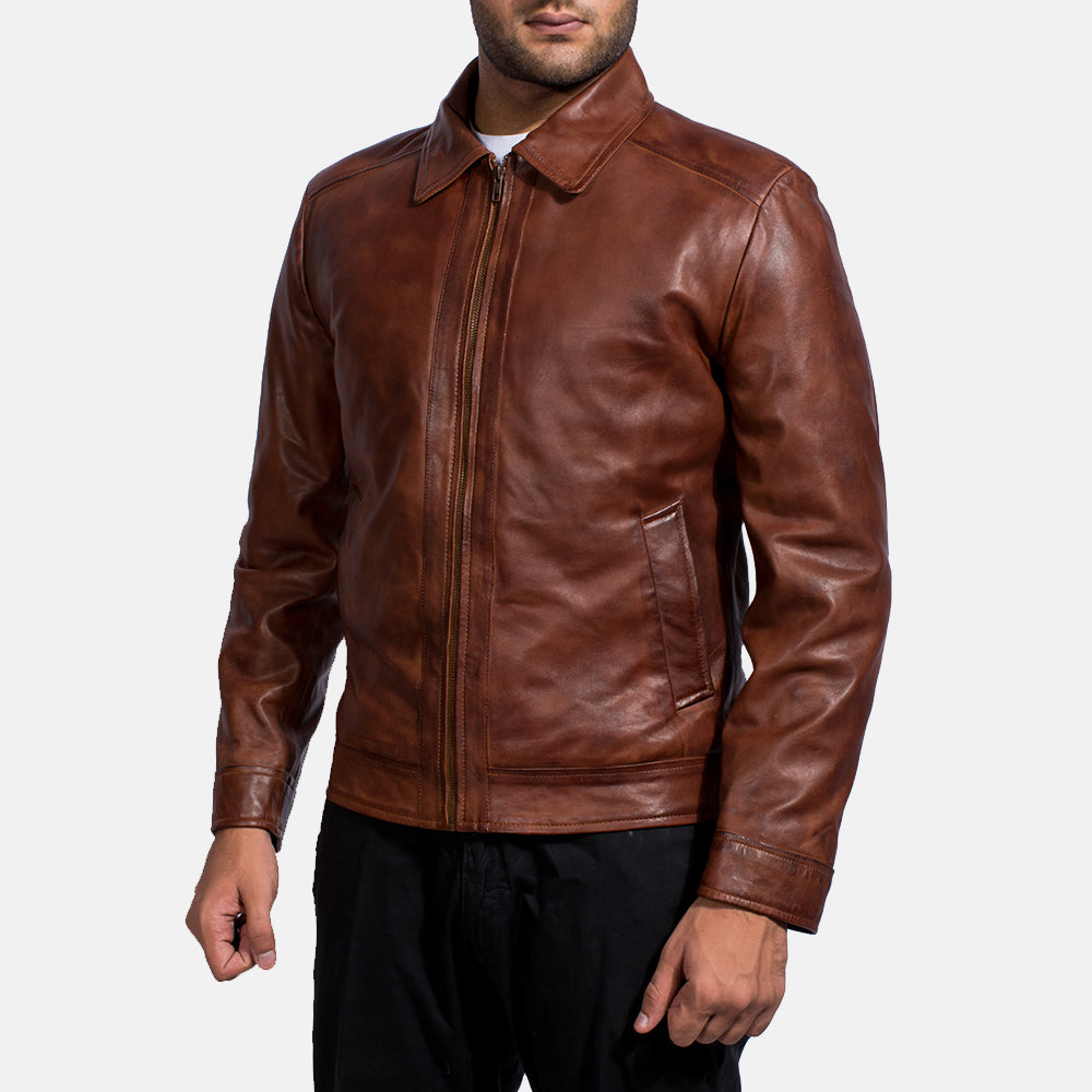 Inferno Brown Leather Jacket by Dash Racegear - men Jacket view 2