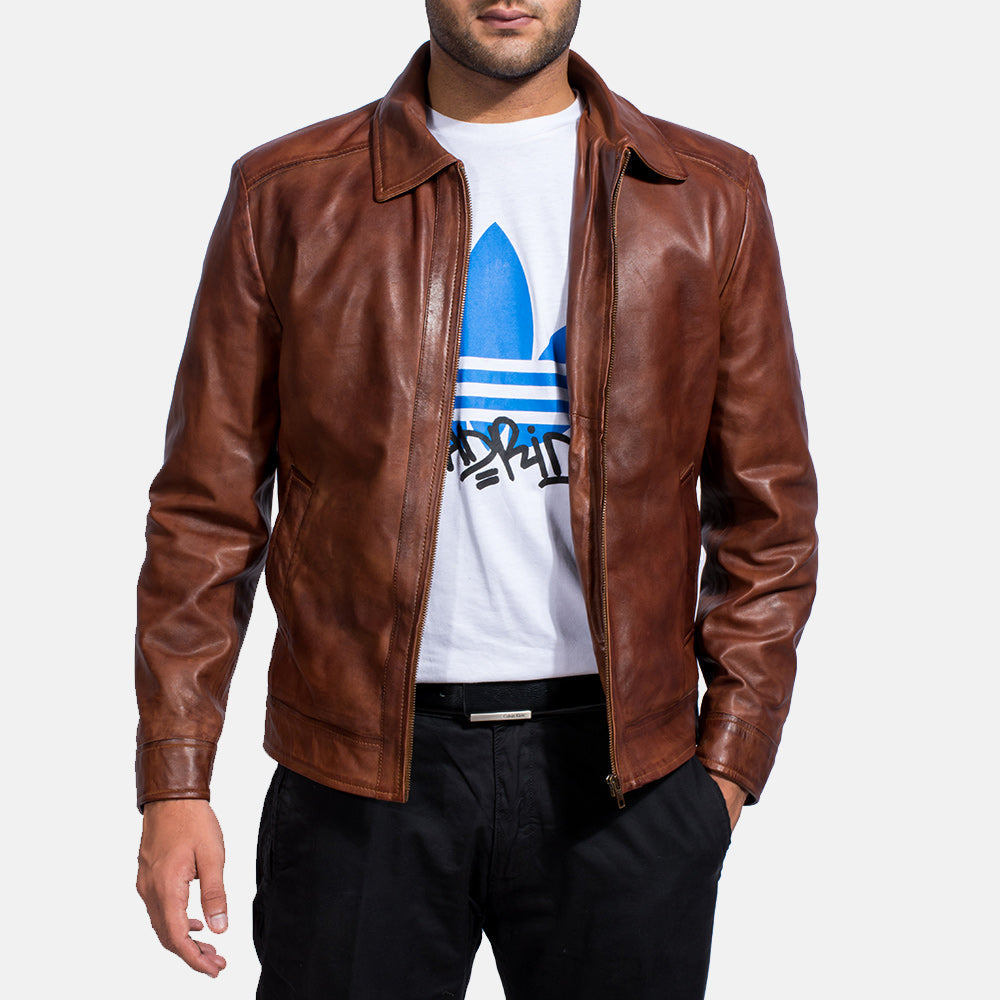 Inferno Brown Leather Jacket by Dash Racegear - men Jacket view 4