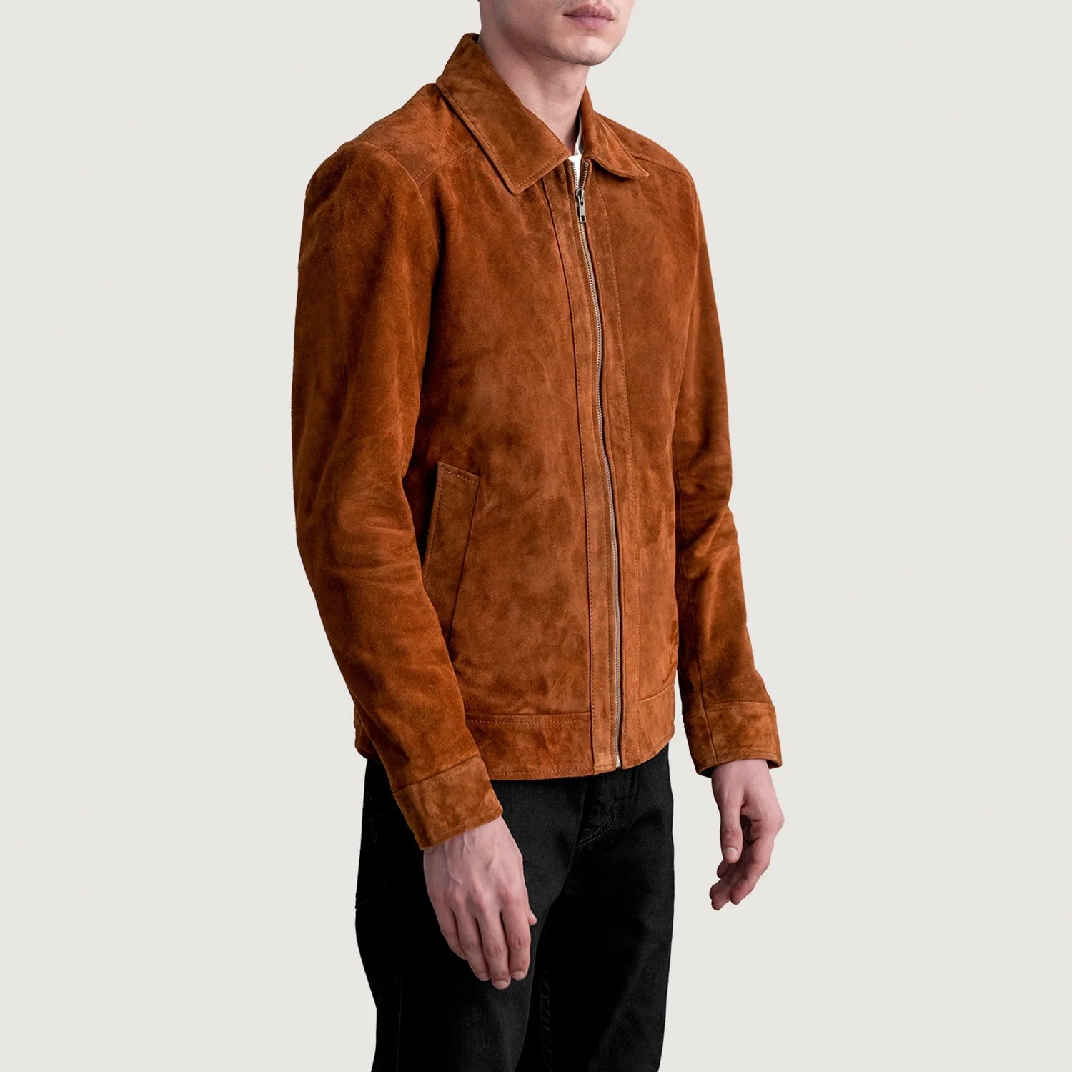 Inferno Brown Suede Leather Jacket by Dash Racegear - men Jacket view 2