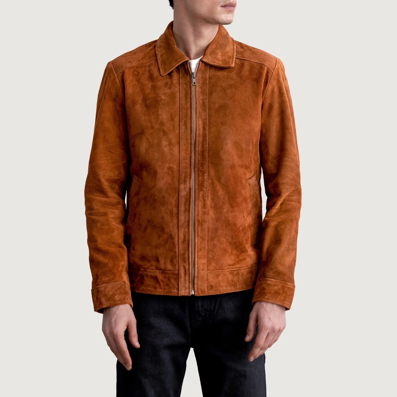 Inferno Brown Suede Leather Jacket by Dash Racegear - men Jacket view 3