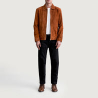 Inferno Brown Suede Leather Jacket by Dash Racegear - men Jacket view 4