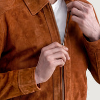 Inferno Brown Suede Leather Jacket by Dash Racegear - men Jacket view 5