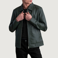 Inferno Green Leather Jacket by Dash Racegear - men Jacket view 1