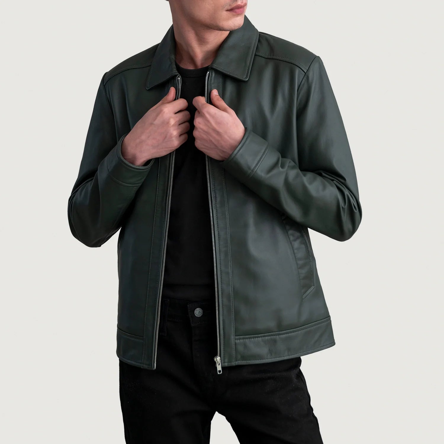 Inferno Green Leather Jacket by Dash Racegear - men Jacket view 1