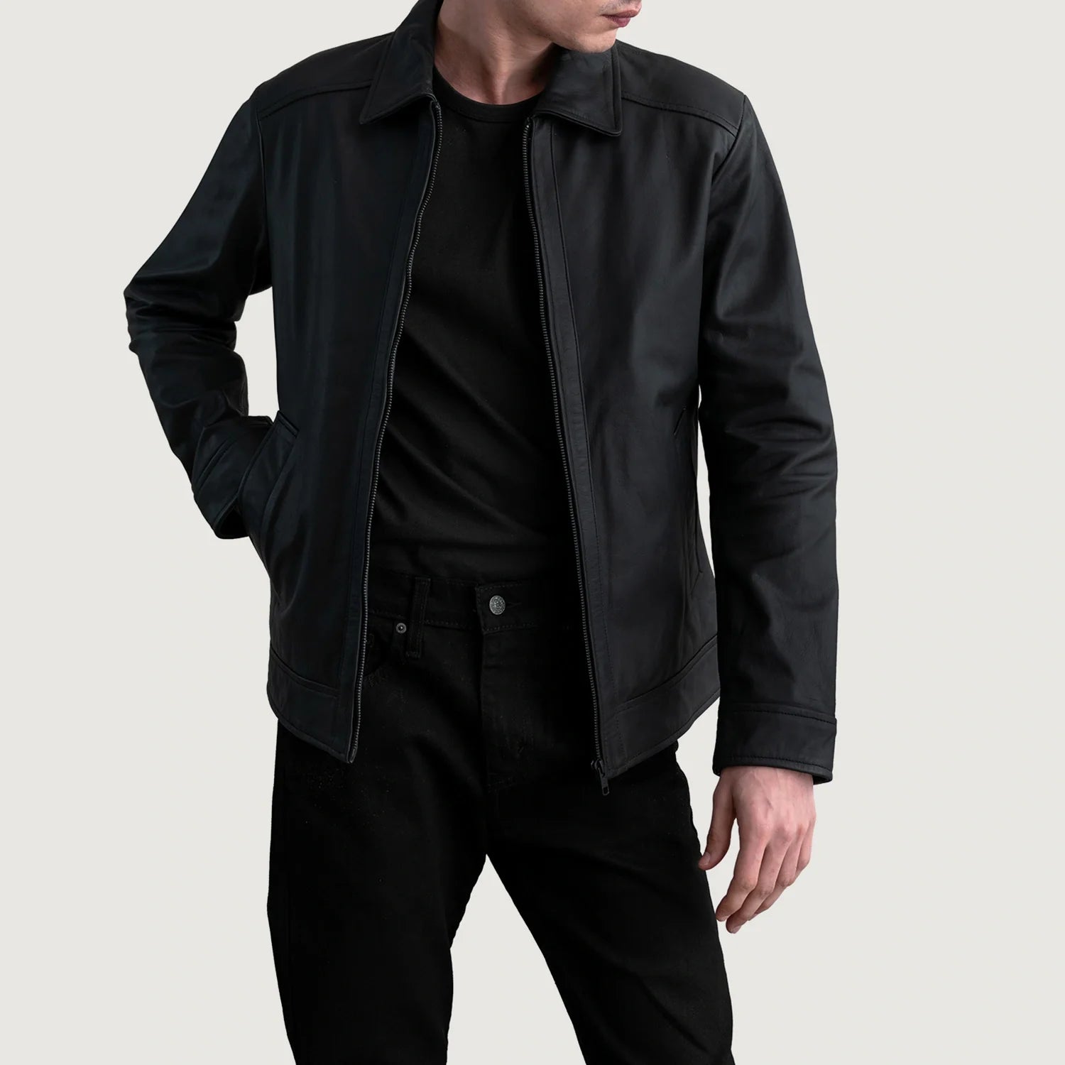 Inferno Matte Black Leather Jacket by Dash Racegear - men Jacket view 1