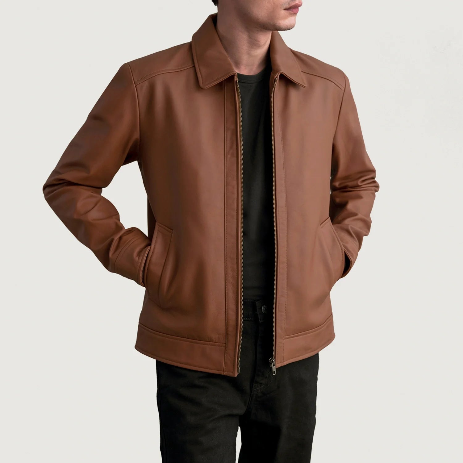 Inferno Matte Brown Leather Jacket by Dash Racegear - men Jacket view 1