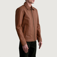 Inferno Matte Brown Leather Jacket by Dash Racegear - men Jacket view 2