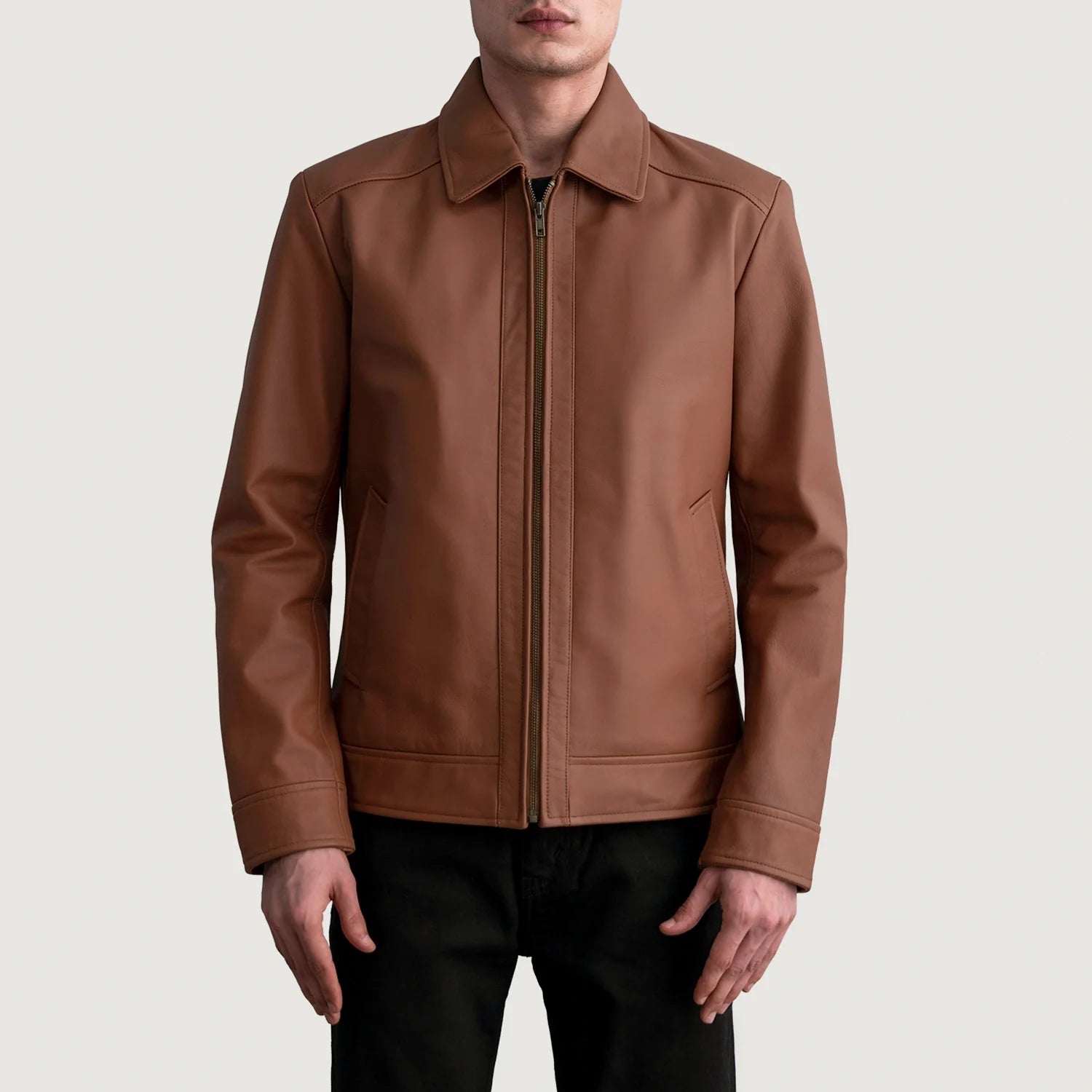 Inferno Matte Brown Leather Jacket by Dash Racegear - men Jacket view 3