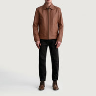 Inferno Matte Brown Leather Jacket by Dash Racegear - men Jacket view 4