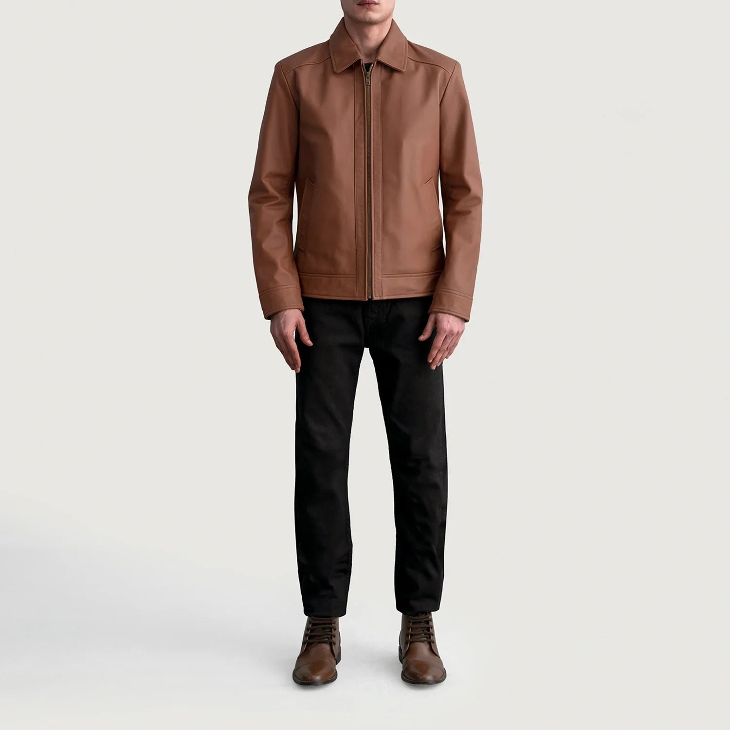 Inferno Matte Brown Leather Jacket by Dash Racegear - men Jacket view 4