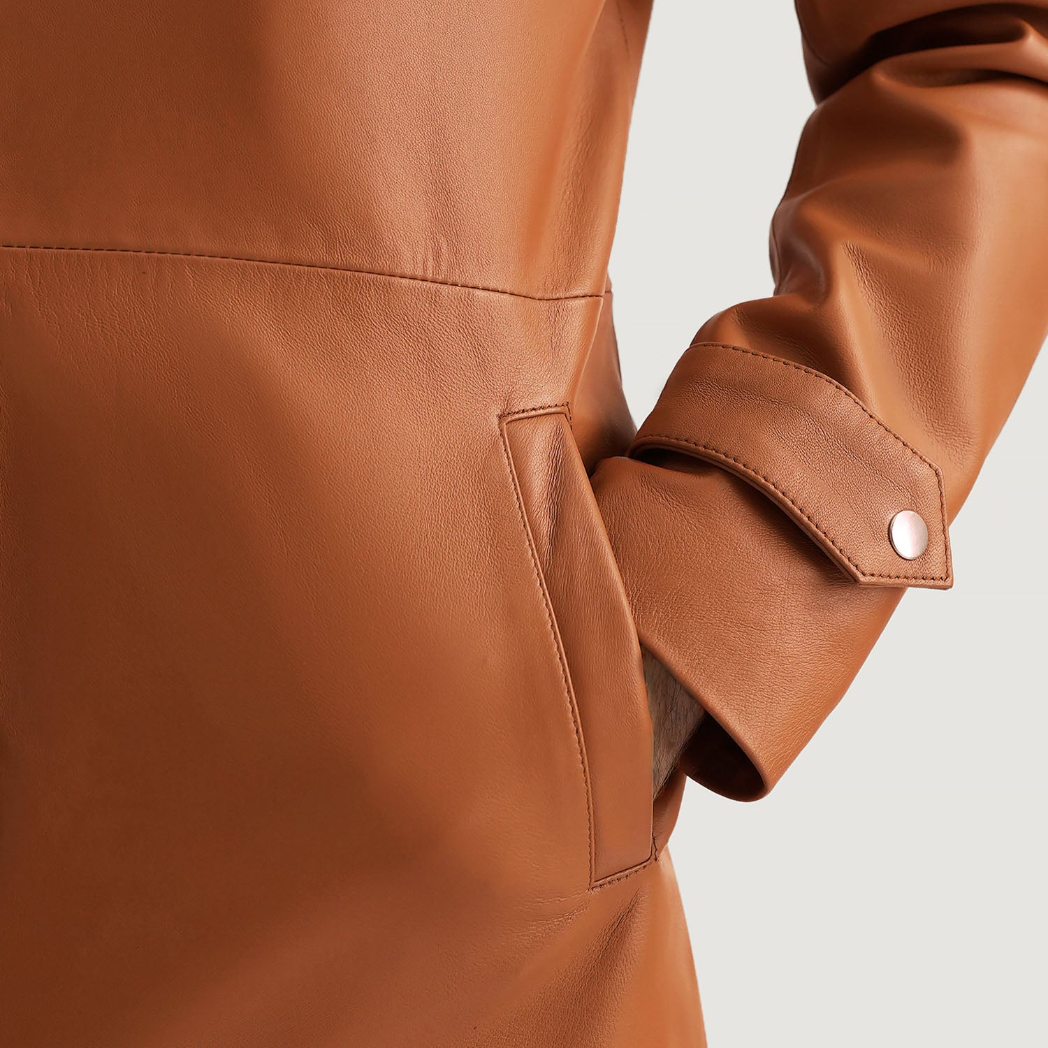 Infinity Tan Brown Leather Coat by Dash Racegear - men Jacket view 6