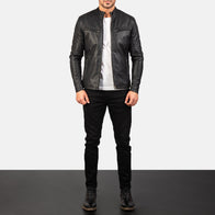 Ionic Black Leather Jacket by Dash Racegear - men Jacket view 3