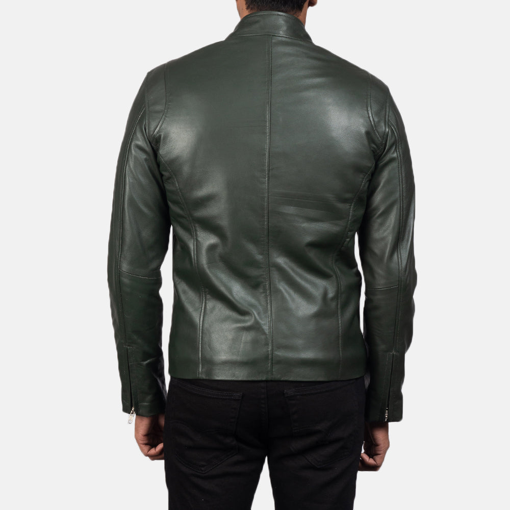 Ionic Green Leather Biker Jacket by Dash Racegear - men Jacket view 5