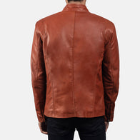 Ionic Tan Brown Leather Biker Jacket by Dash Racegear - men Jacket view 5