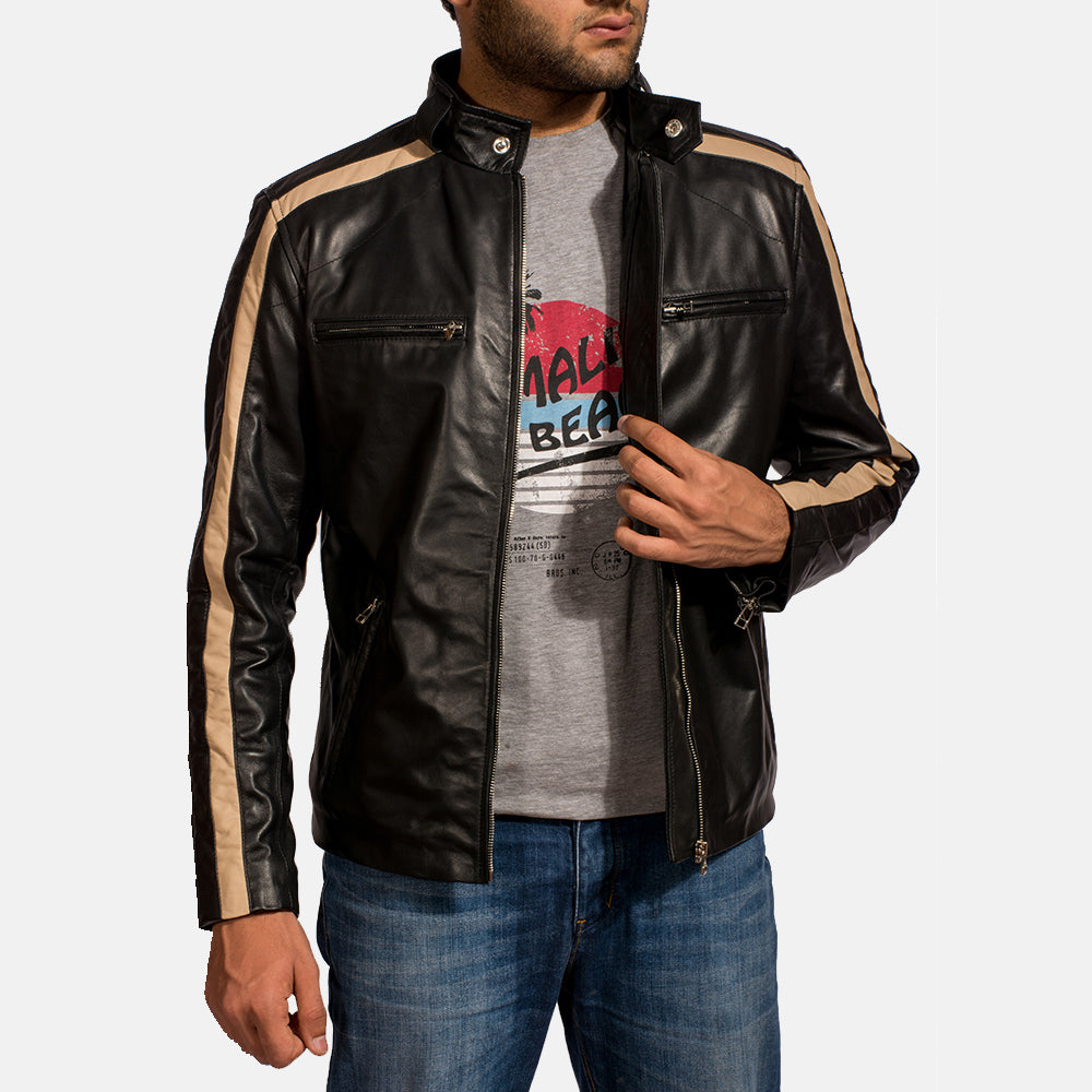 Jack Black Leather Biker Jacket by Dash Racegear - men Jacket view 3