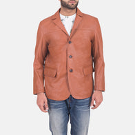 James Tan Brown Leather Blazer by Dash Racegear - men Jacket view 1