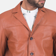 James Tan Brown Leather Blazer by Dash Racegear - men Jacket view 4
