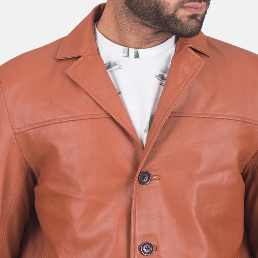 James Tan Brown Leather Blazer by Dash Racegear - men Jacket view 4