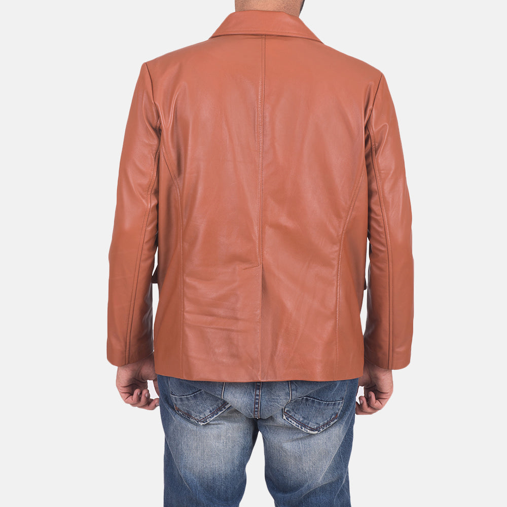 James Tan Brown Leather Blazer by Dash Racegear - men Jacket view 6