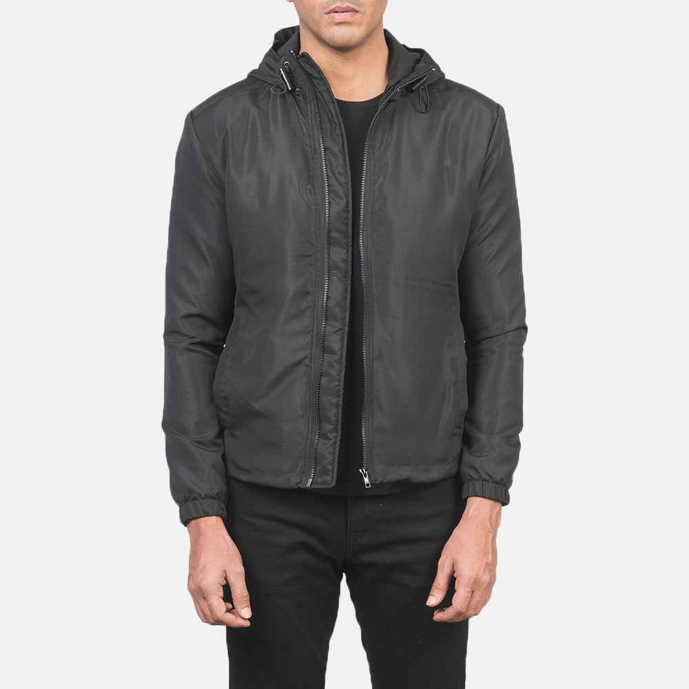 Jimmy Black Hooded Windbreaker Jacket by Dash Racegear - men Jacket view 1
