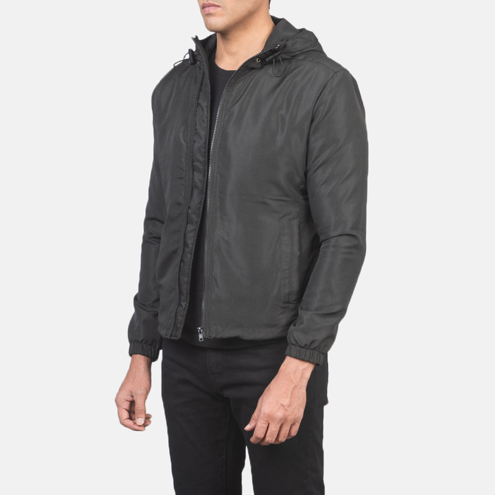 Jimmy Black Hooded Windbreaker Jacket by Dash Racegear - men Jacket view 2