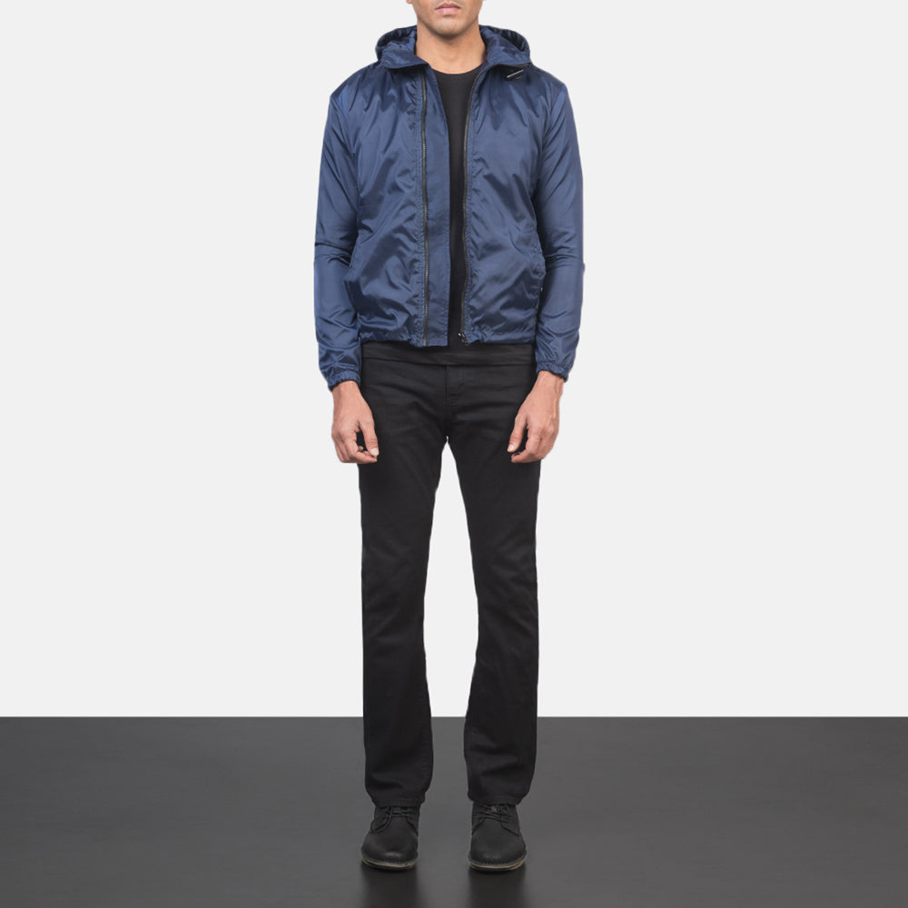 Jimmy Blue Hooded Windbreaker Jacket by Dash Racegear - men Jacket view 3