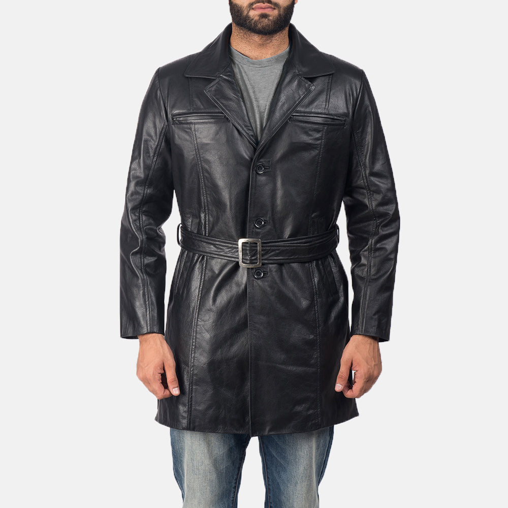 Jordan Black Leather Coat by Dash Racegear - men Jacket view 1