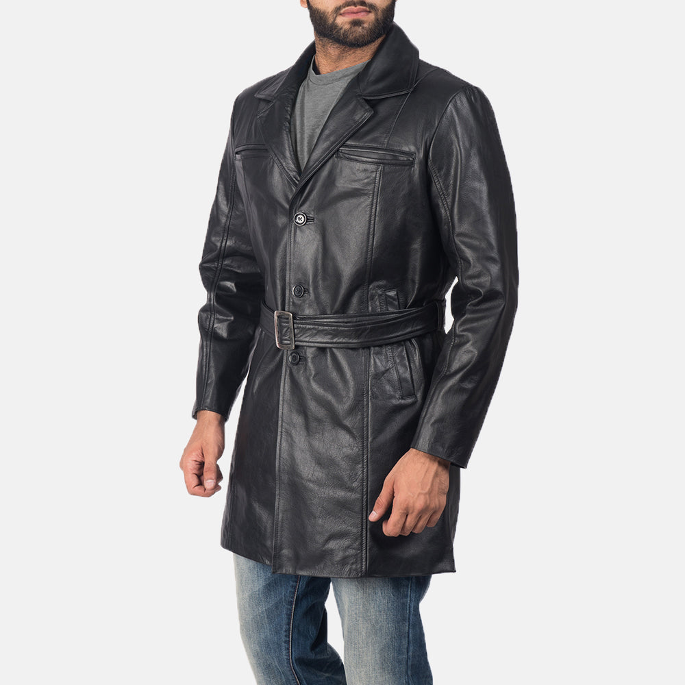 Jordan Black Leather Coat by Dash Racegear - men Jacket view 2