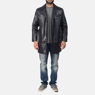 Jordan Black Leather Coat by Dash Racegear - men Jacket view 3