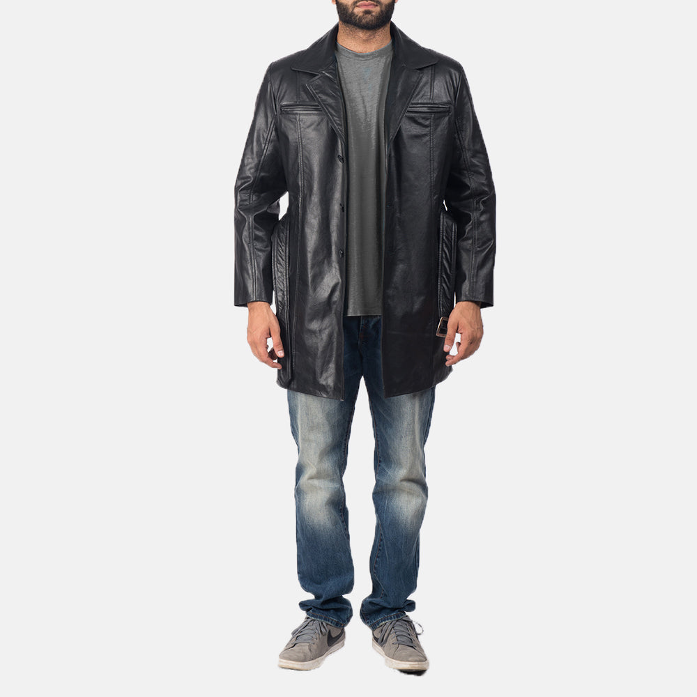 Jordan Black Leather Coat by Dash Racegear - men Jacket view 3