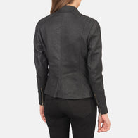 Kelsee Distressed Black Leather Biker Jacket by Dash Racegear - women Jacket view 5